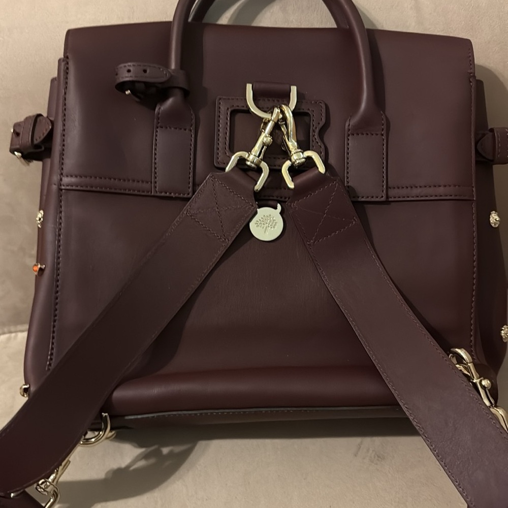MULBERRY Calfskin Studded Medium Cara Delevingne Convertible Satchel in Oxblood - Picture 5 of 17